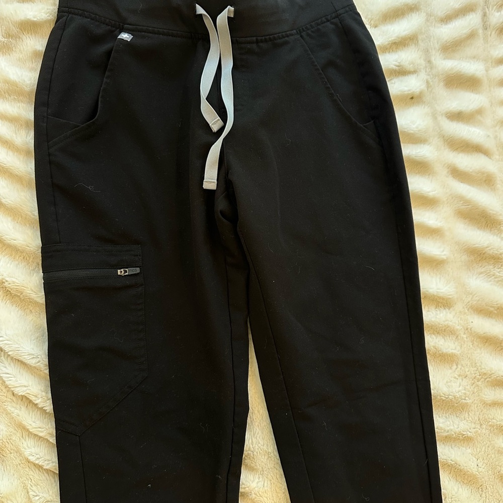Figs Women's Black Joggers with White Drawstring